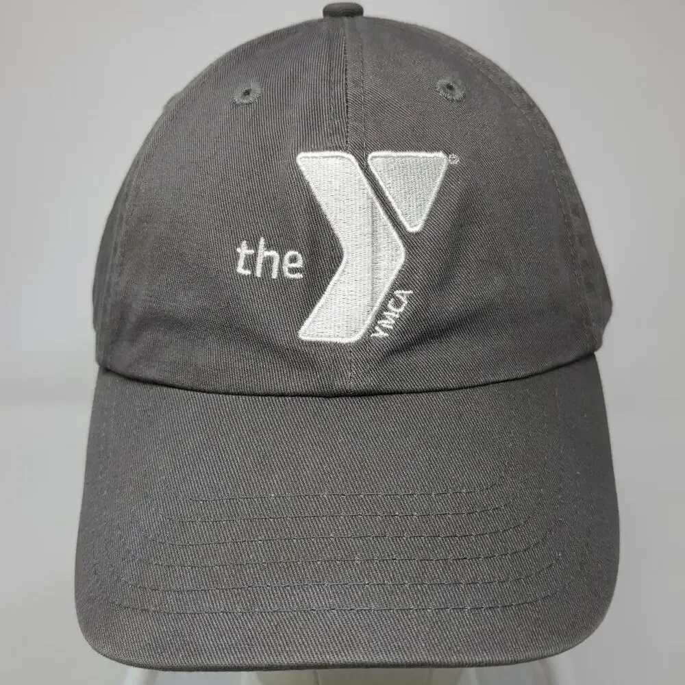 Baseball Cap Gray One Size YMCA Logo Adjustable Slideback Cotton Twill Hat